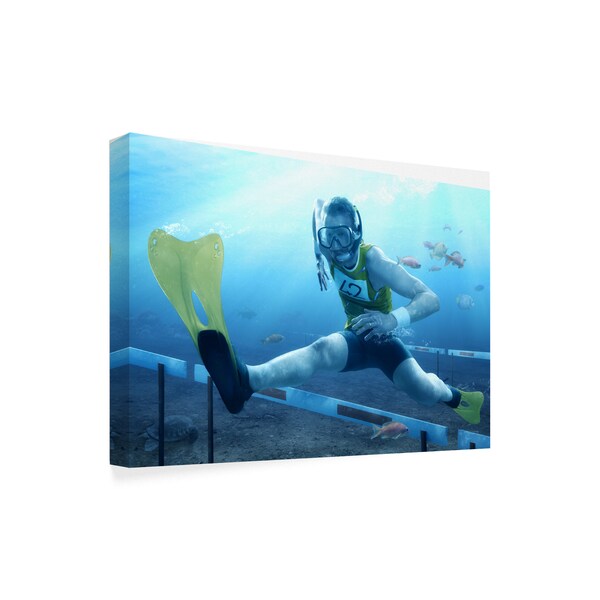 Christophe Kiciak 'Underwater Hurdling' Canvas Art,16x24